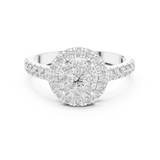 14K Solid Gold Lab Diamond Halo Ring, White Gold