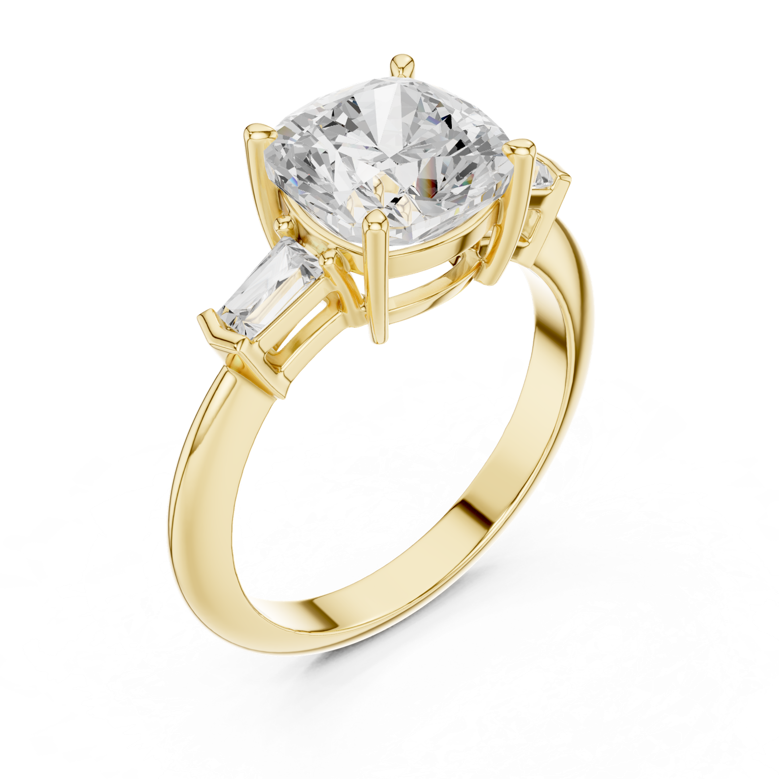 Gold Jewelry, Cushion center stone, Yellow Gold, view 2