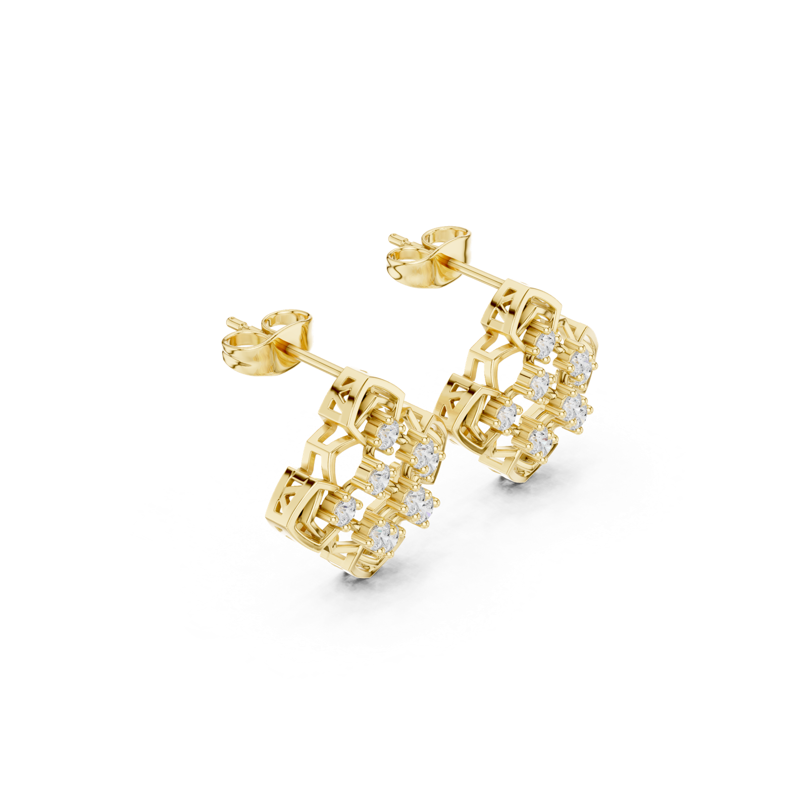 Gold Earrings 9-10004PE, Yellow Gold, view 1