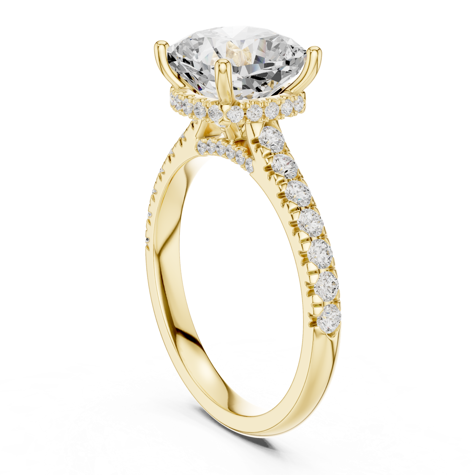 14K Solid Gold Lab Diamond Solitaire Ring, Yellow Gold, view 1