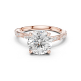 Gold Ring DDLR-167, Round center stone, Rose Gold