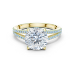 Gold Ring DDLR-252, Round center stone, Yellow Gold