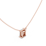 Gold Jewelry DDPO-001, Radiant center stone, Rose Gold, view 2
