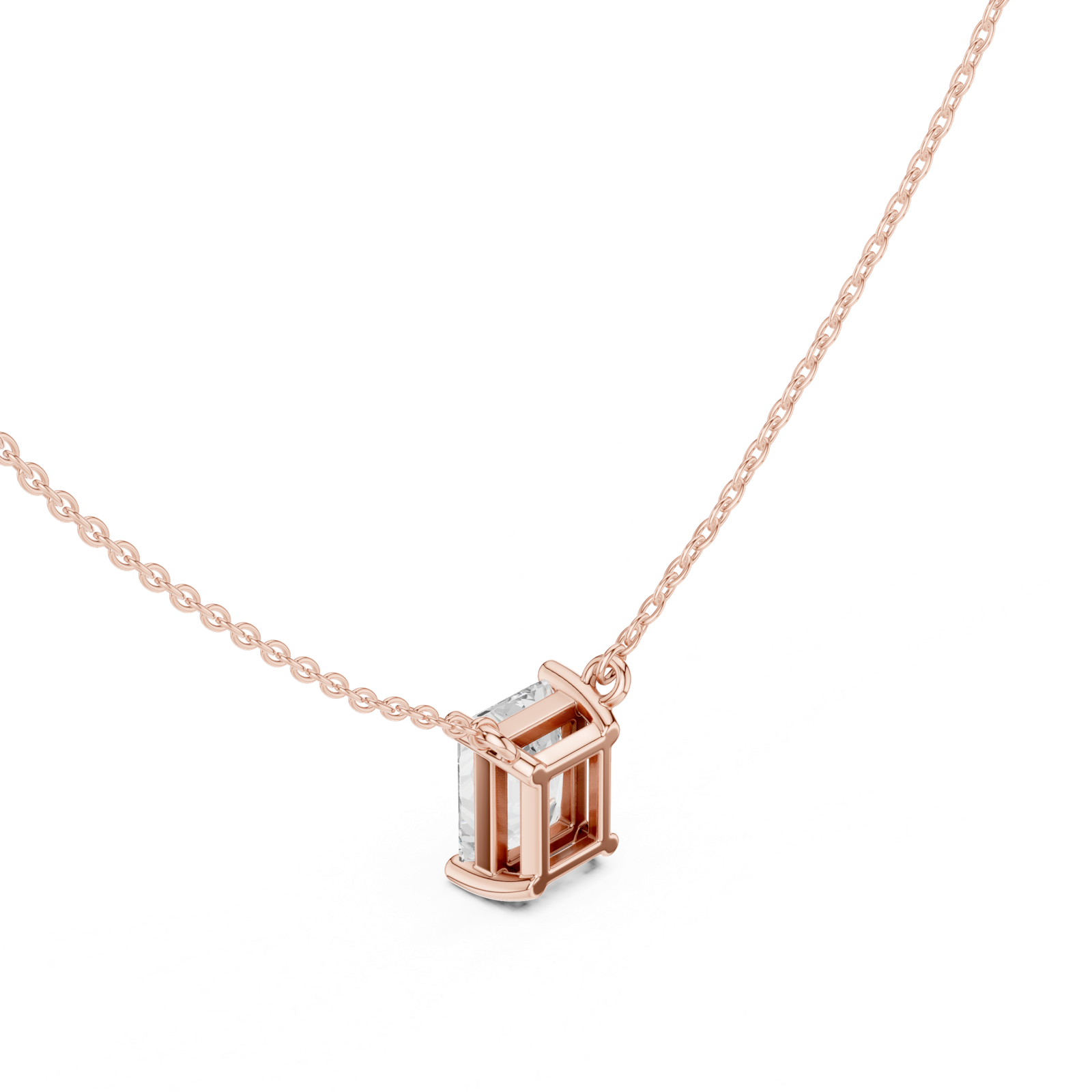 Gold Jewelry DDPO-001, Radiant center stone, Rose Gold, view 2