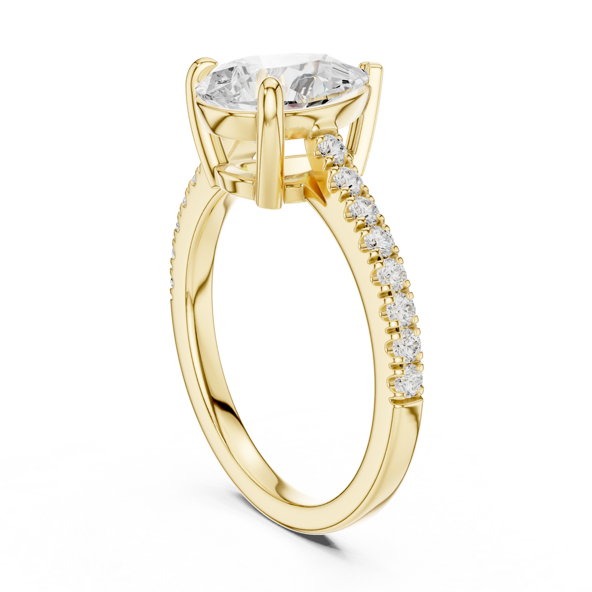14K Solid Gold Lab Diamond Solitaire Ring, Yellow Gold, view 1
