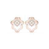 14K Solid Gold Lab Diamond Flower Cluster Earrings, Rose Gold