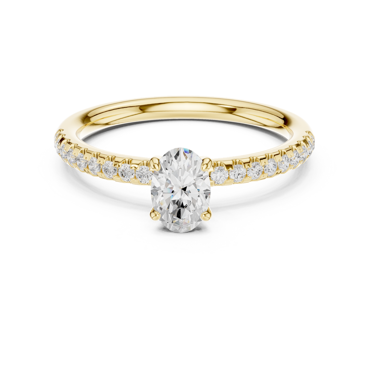 14K Solid Gold Lab Diamond Solitaire Ring, Yellow Gold