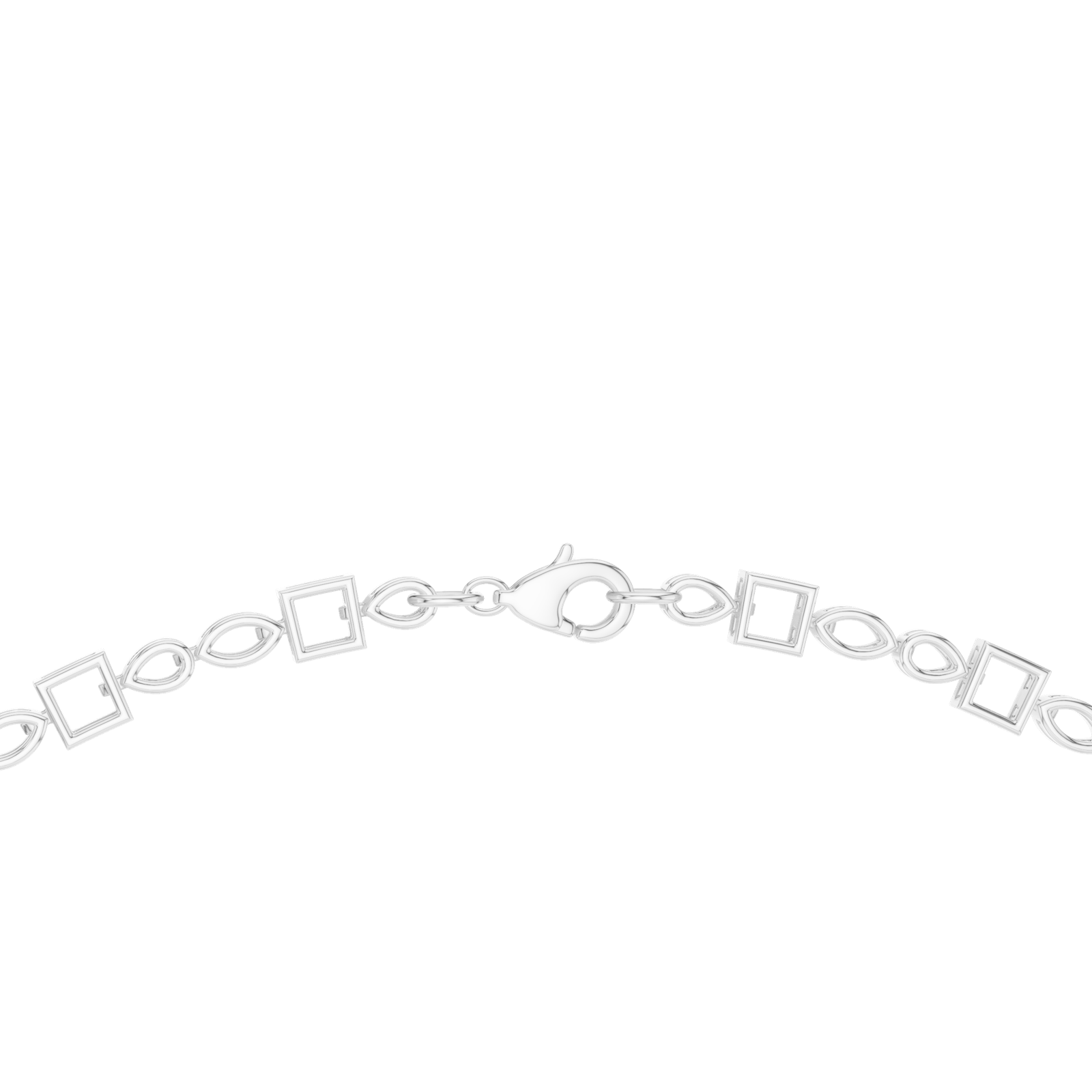 14K Solid Gold Lab Diamond Station Necklace, White Gold, view 4