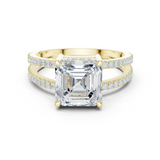 Gold Jewelry, Asscher center stone, Yellow Gold