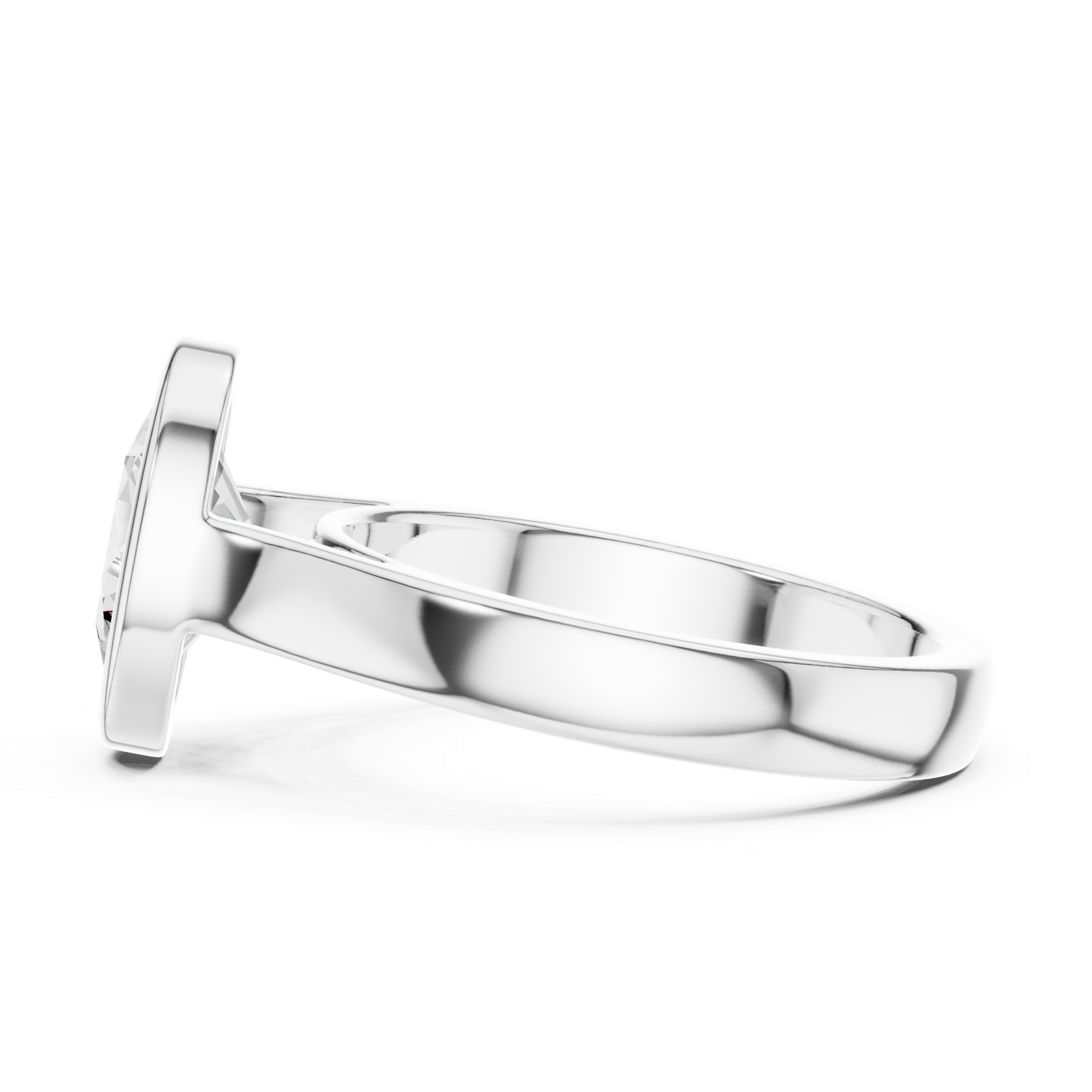 Gold Jewelry L36-3, Oval center stone, White Gold, view 3