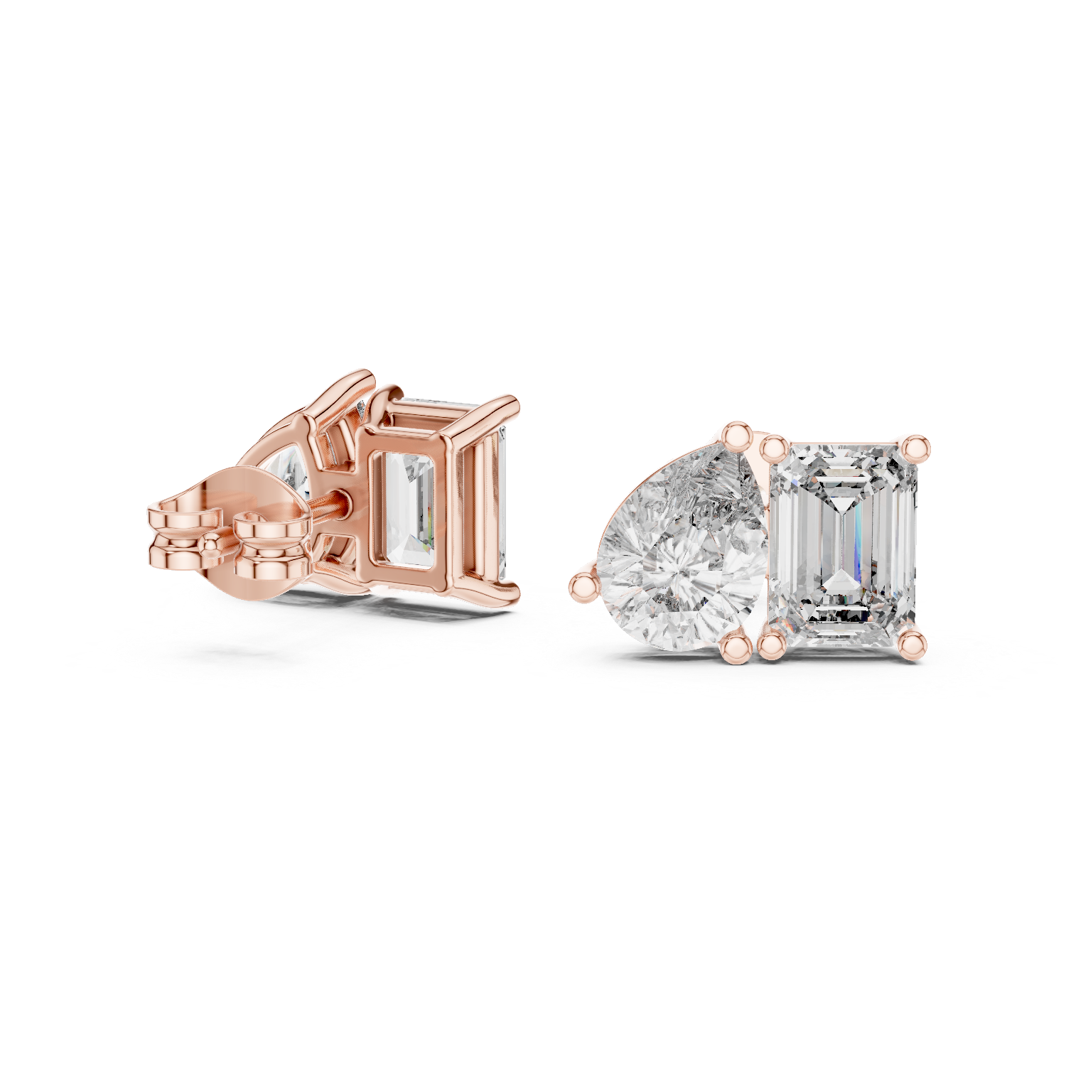 14K Solid Gold Lab Diamond Cluster Earrings, Rose Gold, view 1