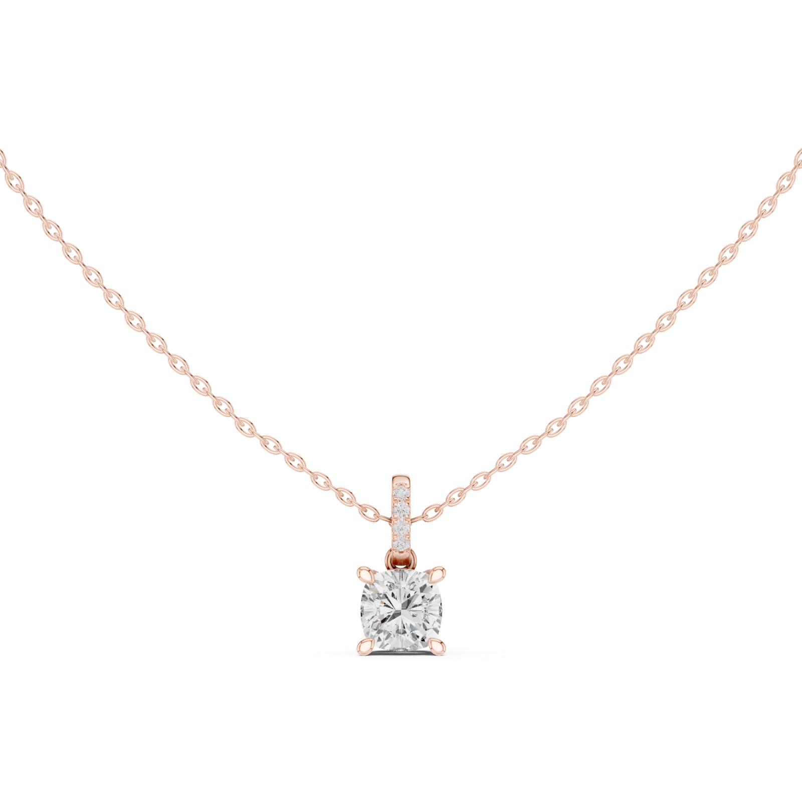 Gold Jewelry, Cushion center stone, Rose Gold, view 4