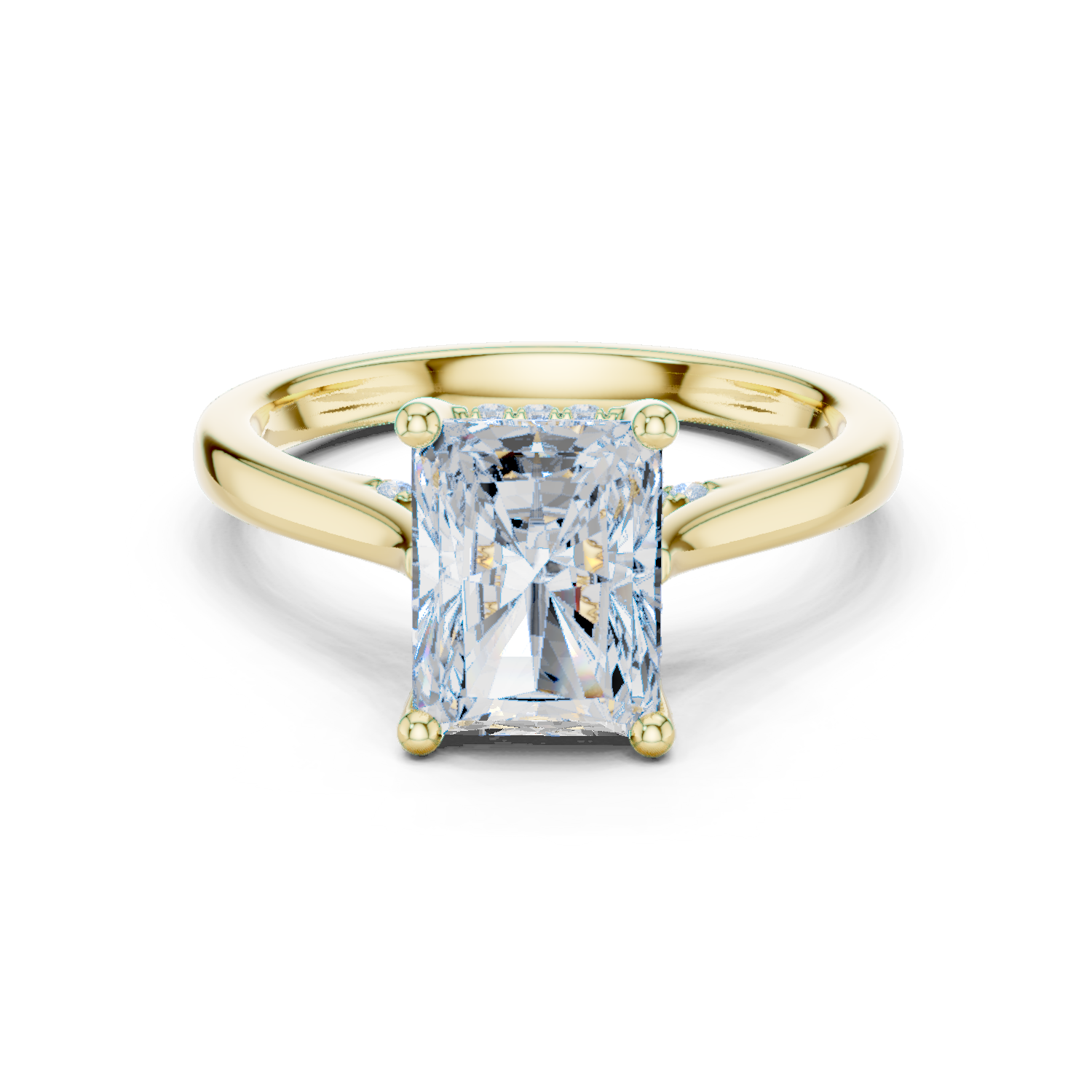 Gold Ring DDLR-163, Radiant center stone, Yellow Gold