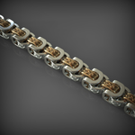 14K Solid Gold Men's Two-Tone Chain Necklace, Yellow Gold