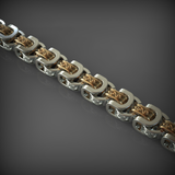 14K Solid Gold Men's Two-Tone Chain Necklace, Yellow Gold