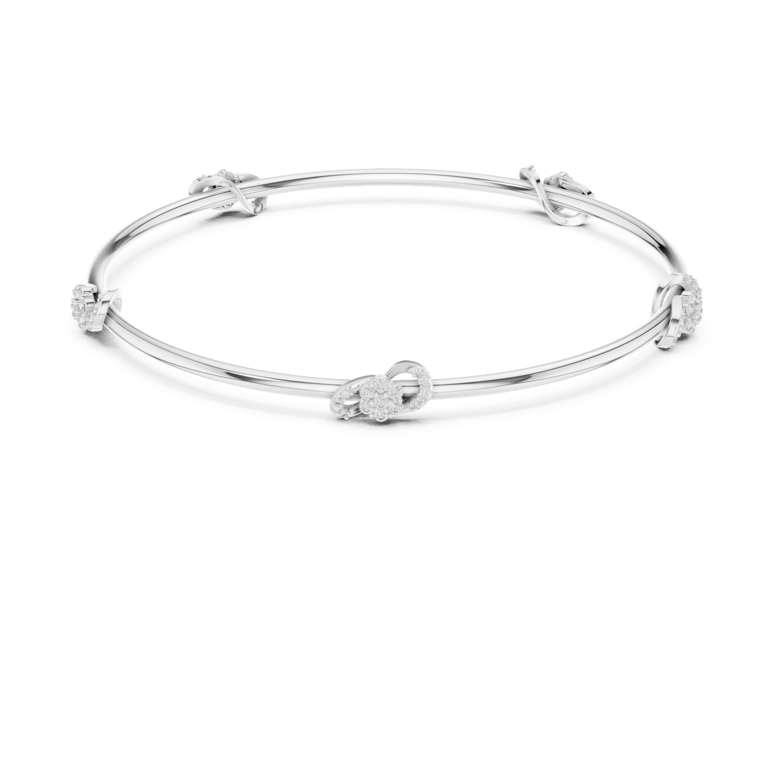 14K Solid Gold Lab Diamond Bracelet, White Gold