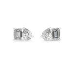 14K Solid Gold Lab Diamond Cluster Earrings, White Gold