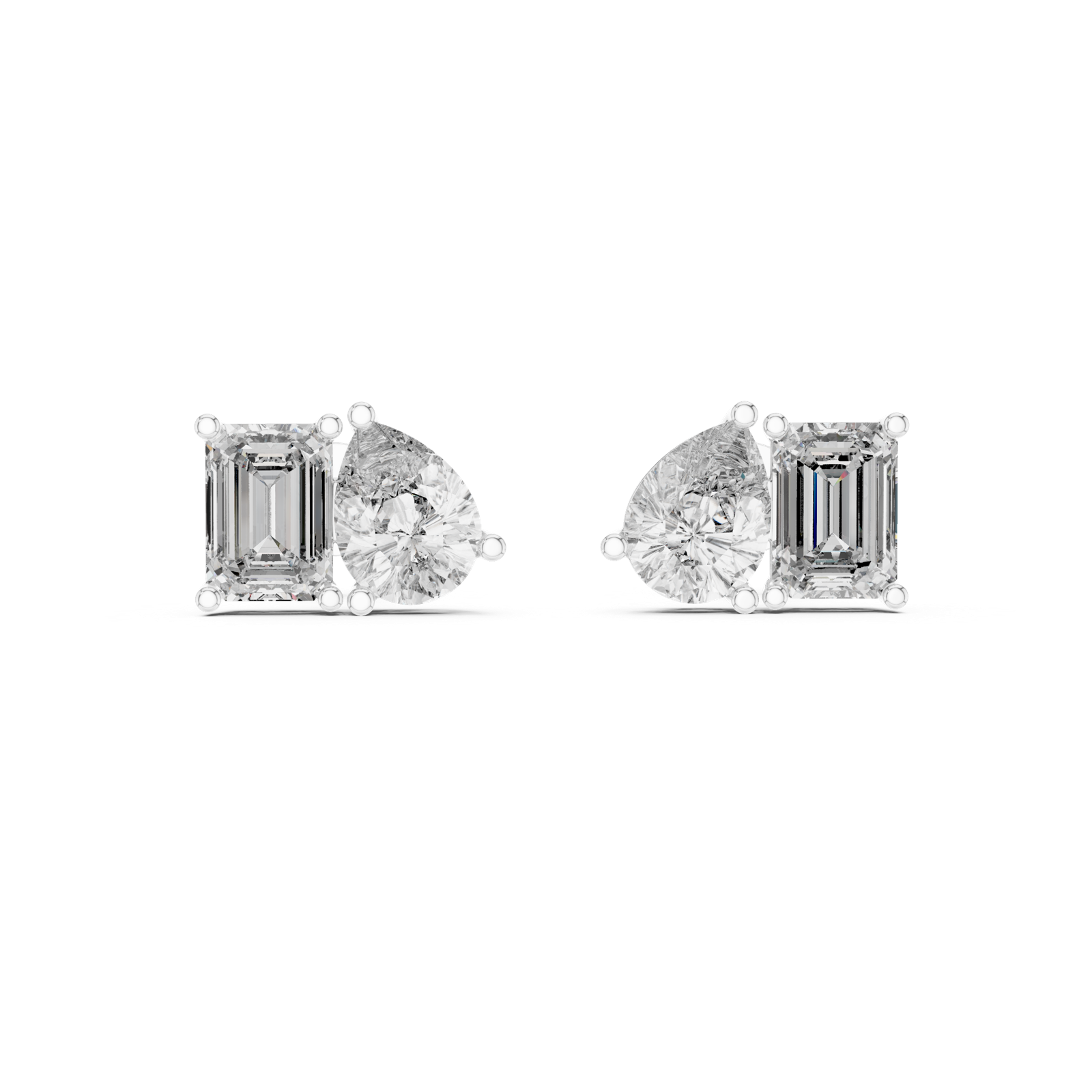 14K Solid Gold Lab Diamond Cluster Earrings, White Gold