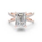 Gold Jewelry, Emerald center stone, Rose Gold