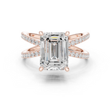 Gold Jewelry, Emerald center stone, Rose Gold