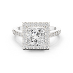 Gold Ring DDLR-349, Princess center stone, White Gold