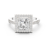 Gold Ring DDLR-349, Princess center stone, White Gold
