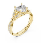 Gold Ring DDLR-257, Heart center stone, Yellow Gold, view 2