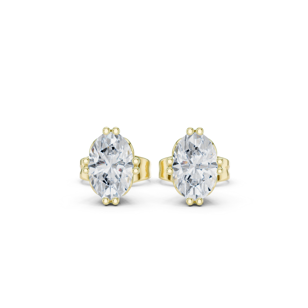 14K Solid Gold Lab Diamond Stud Earrings, Yellow Gold