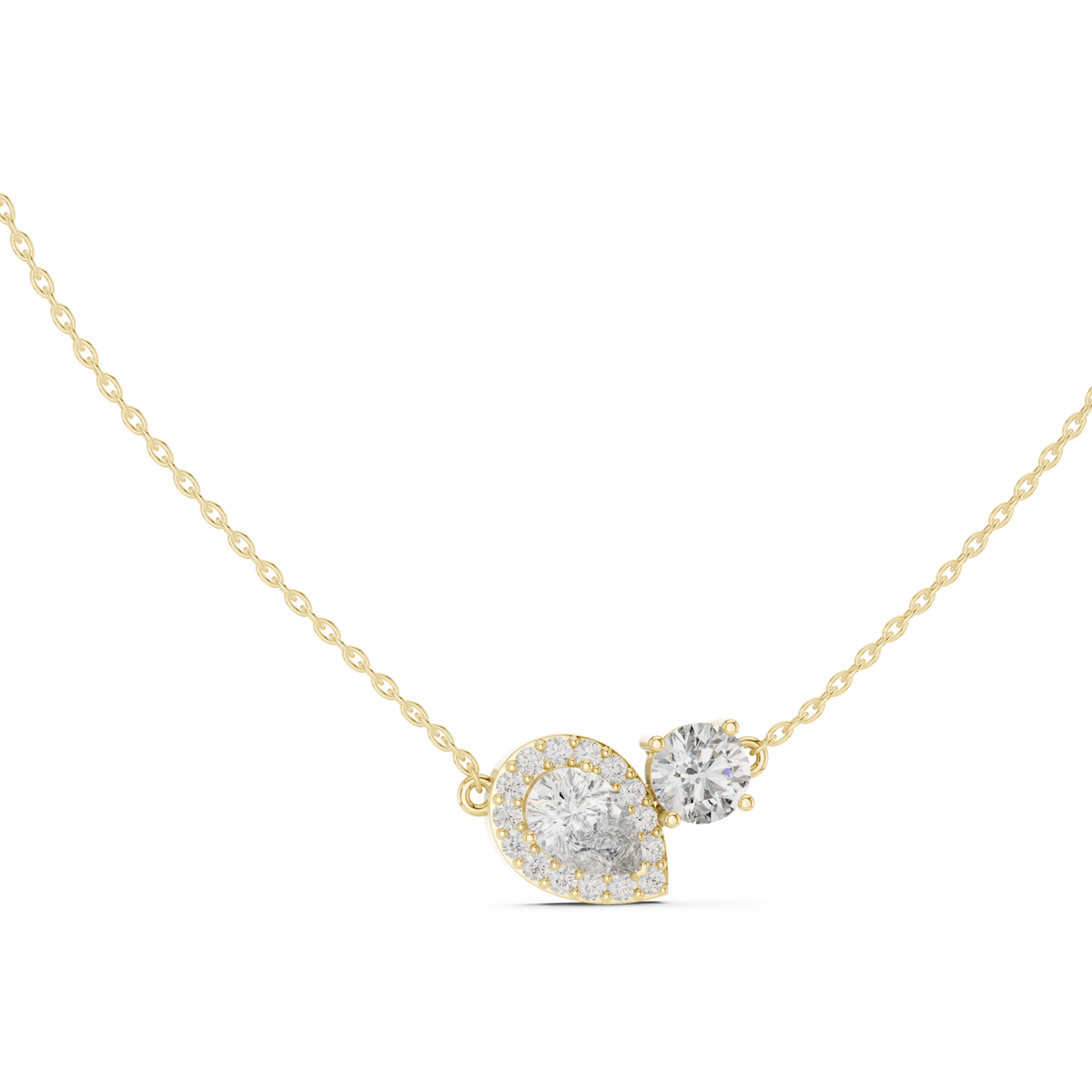 14K Solid Gold Lab Diamond Pendant Necklace, Yellow Gold, view 1