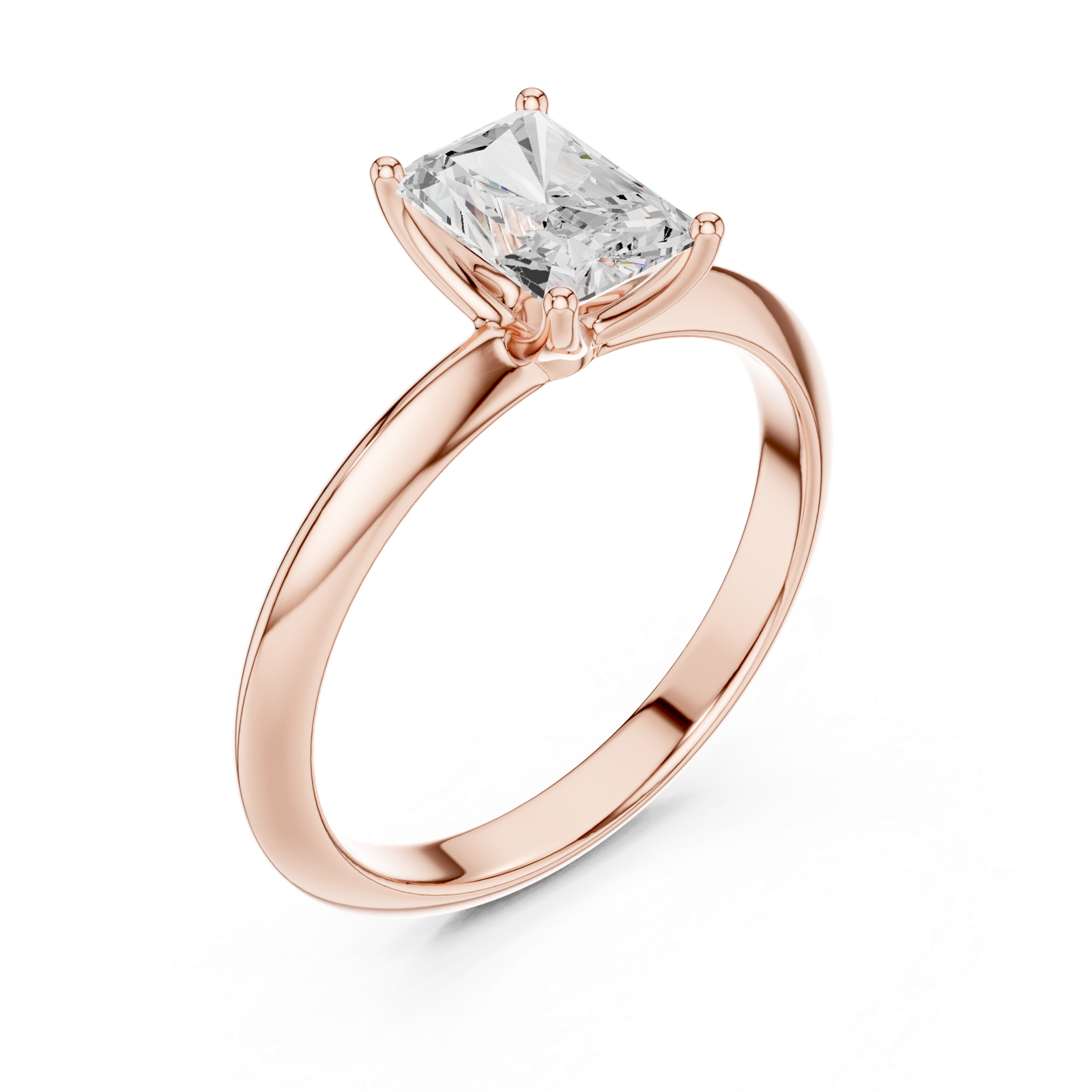 Gold Jewelry L36-6, Radiant center stone, Rose Gold, view 2