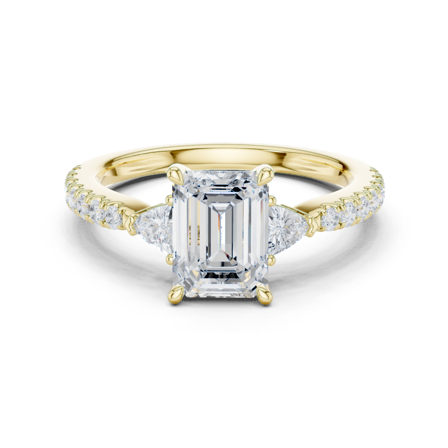 Gold Ring, Emerald center stone, Yellow Gold