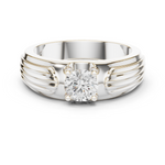 14K Solid Gold Lab Diamond Solitaire Ring, White Gold