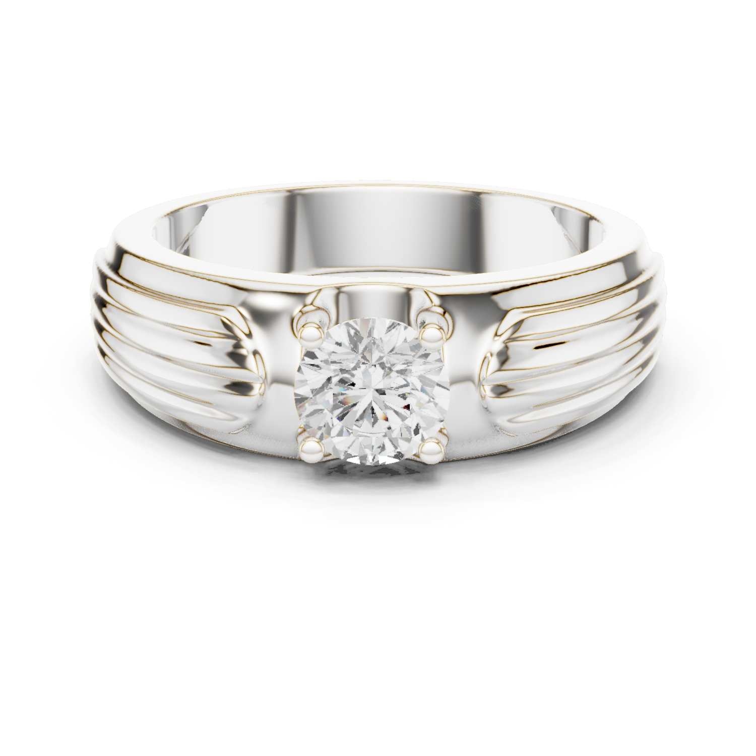 14K Solid Gold Lab Diamond Solitaire Ring, White Gold