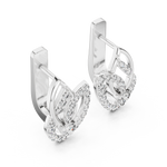14K Solid Gold Lab Diamond Leaf Drop Earrings, White Gold, view 2