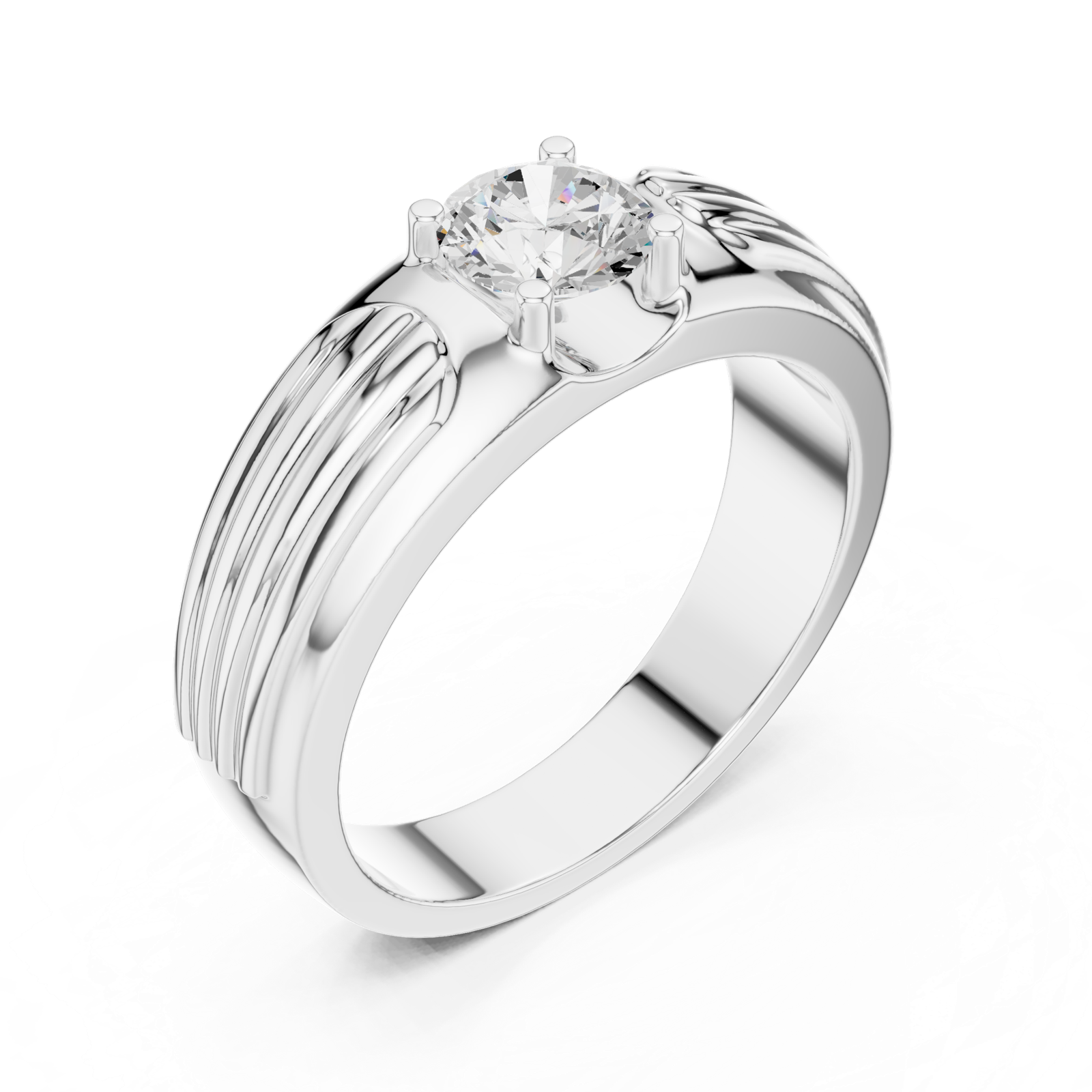 14K Solid Gold Lab Diamond Solitaire Ring, White Gold, view 2