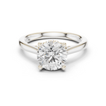 Gold Ring DDLR-163, Round center stone, White Gold