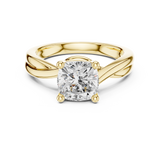 Gold Twisted Band Solitaire Engagement Ring, Cushion center stone, Yellow Gold, view 4