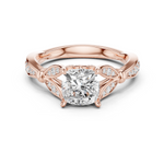 Gold Ring DDLR-257, Cushion center stone, Rose Gold