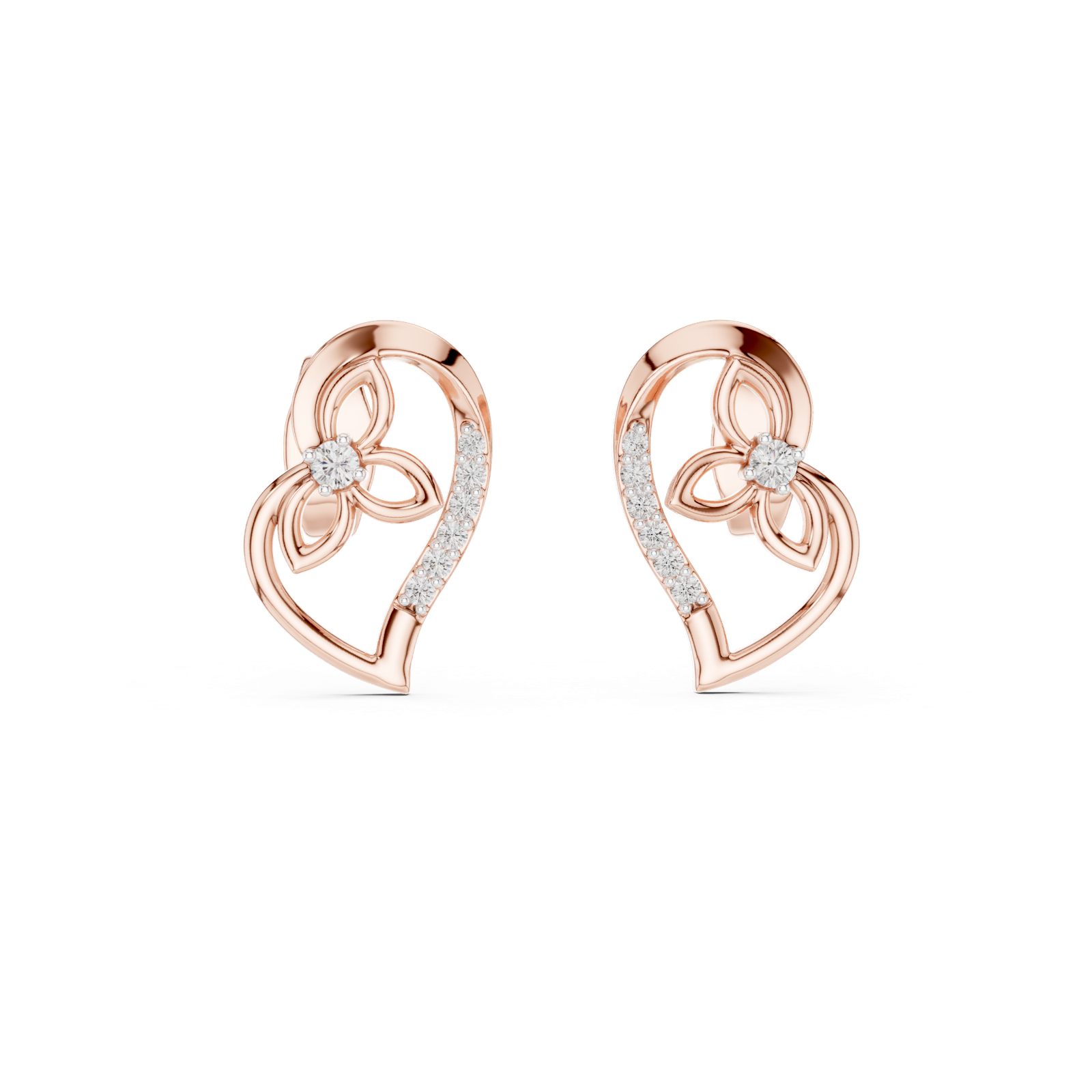 Gold Earrings 12-10031@E, Rose Gold