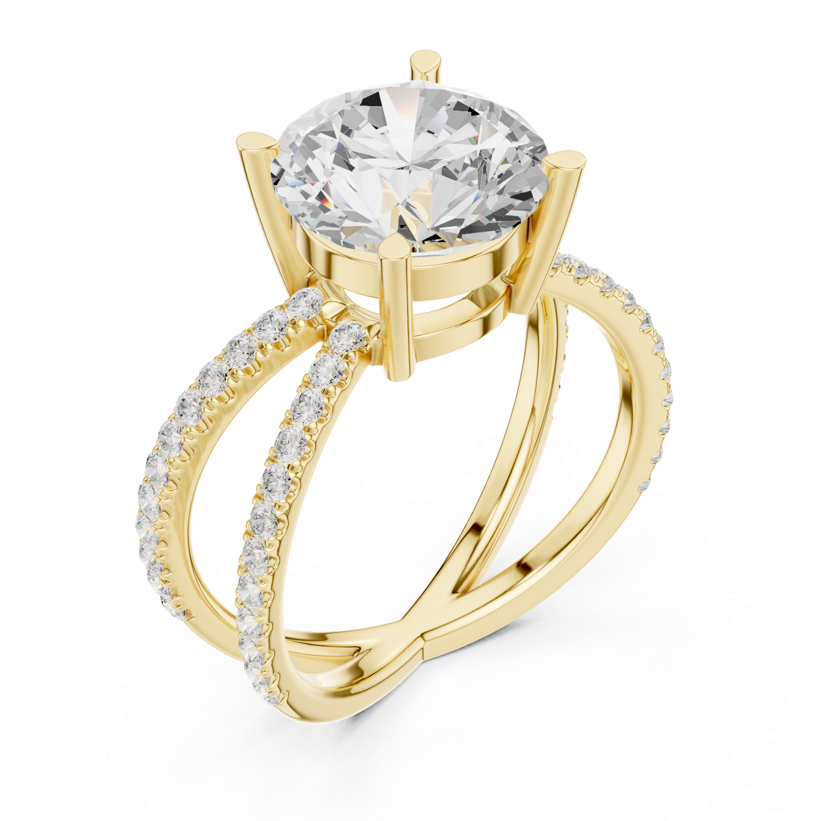 Gold Jewelry L36-25, Round center stone, Yellow Gold, view 2