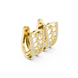 14K Solid Gold Lab Diamond Cluster Earrings, Yellow Gold, view 1