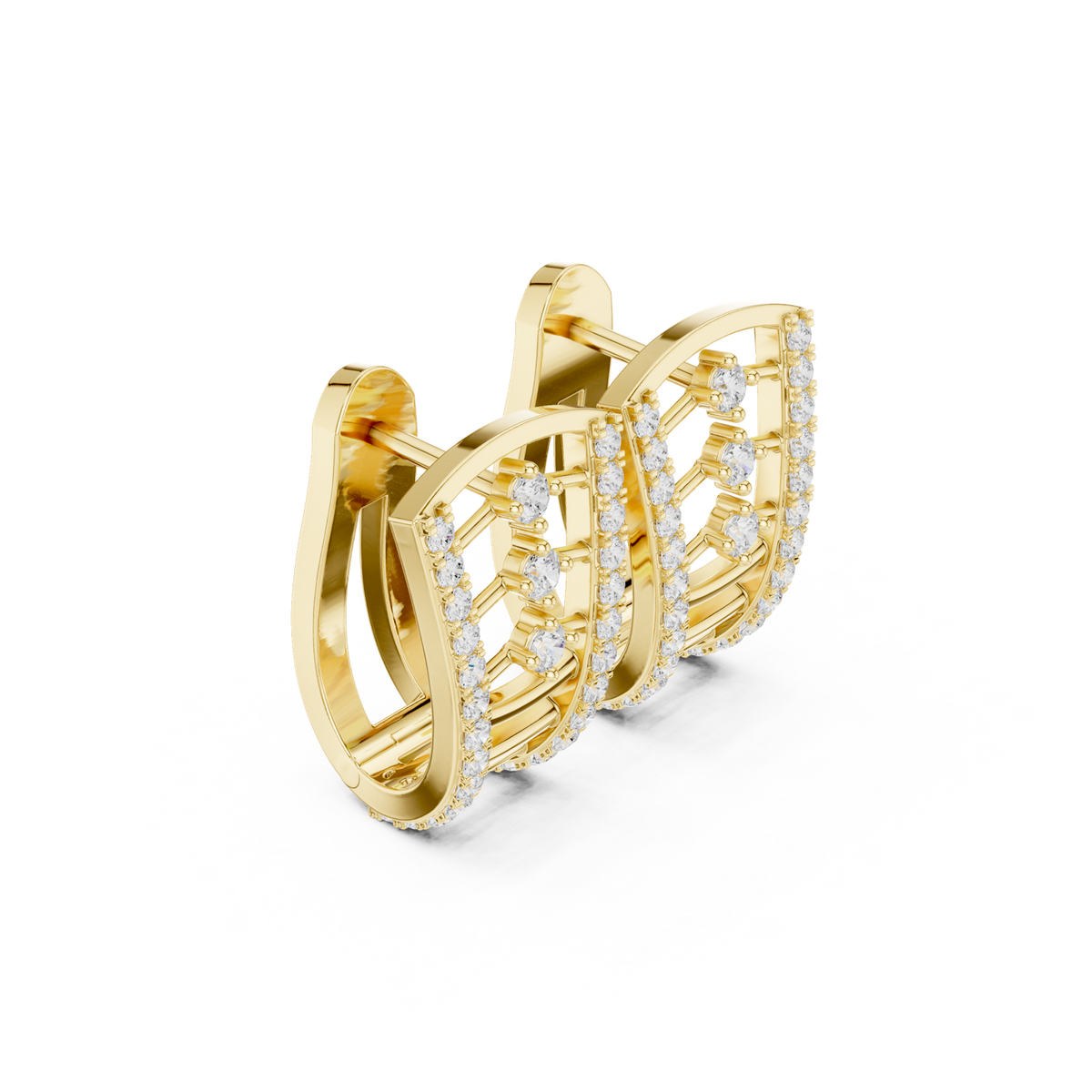 14K Solid Gold Lab Diamond Cluster Earrings, Yellow Gold, view 1