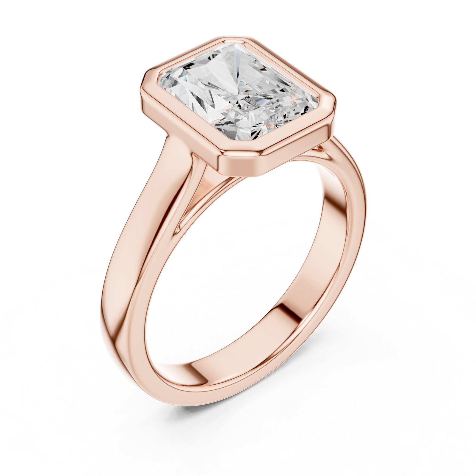 Gold Jewelry L36-3, Radiant center stone, Rose Gold, view 2