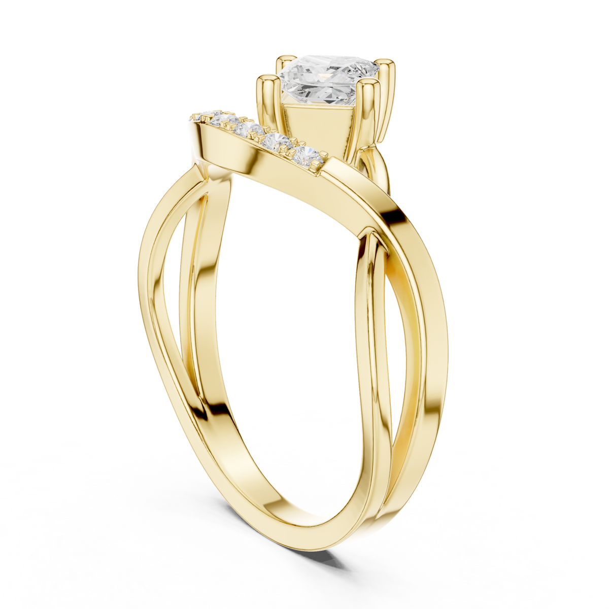 14K Solid Gold Lab Diamond Solitaire Ring, Yellow Gold, view 1