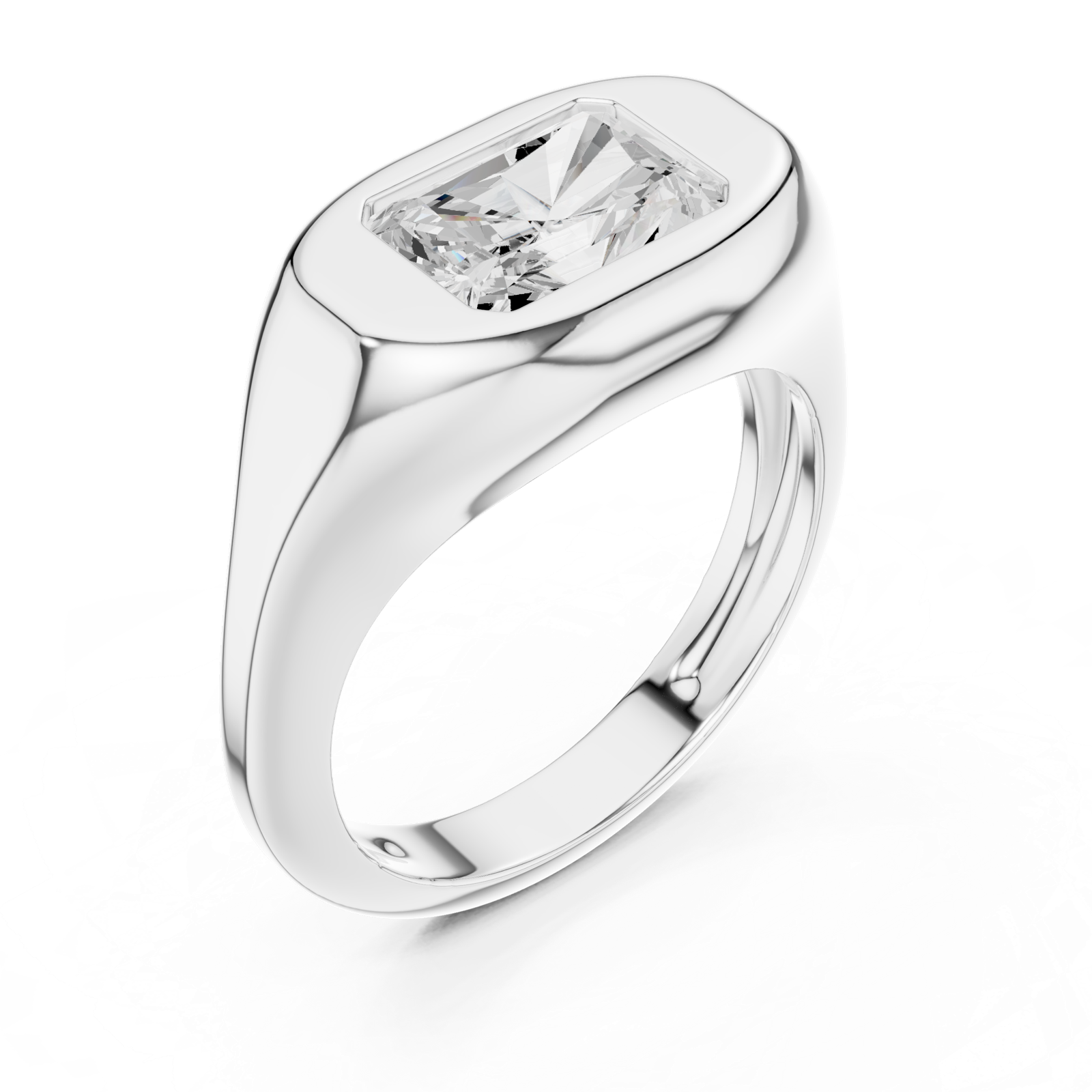 Gold Jewelry L36-4, Radiant center stone, White Gold, view 2