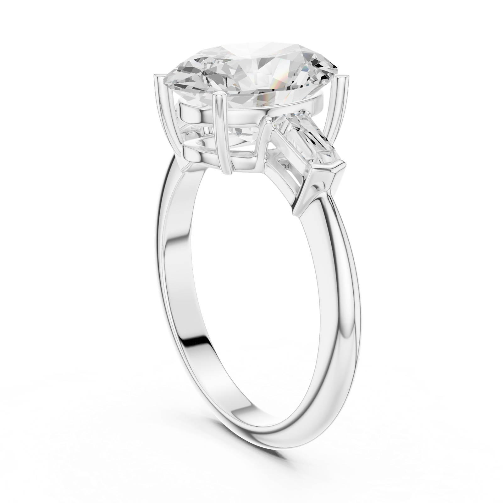 Gold Jewelry L35-67, Oval center stone, White Gold, view 1