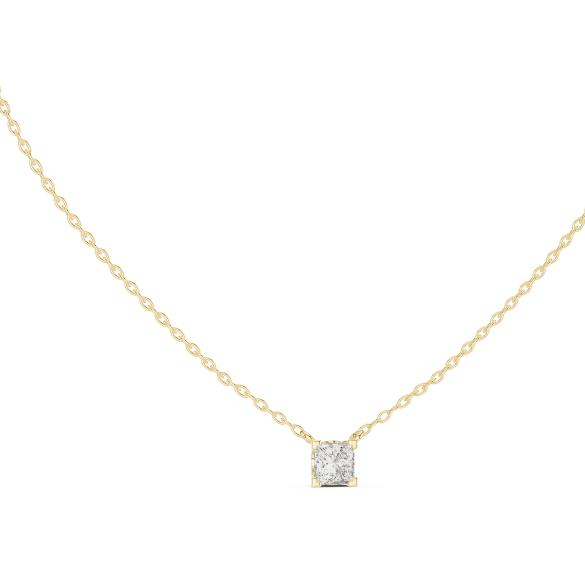 14K Solid Gold Lab Diamond Solitaire Pendant Necklace, Yellow Gold, view 1