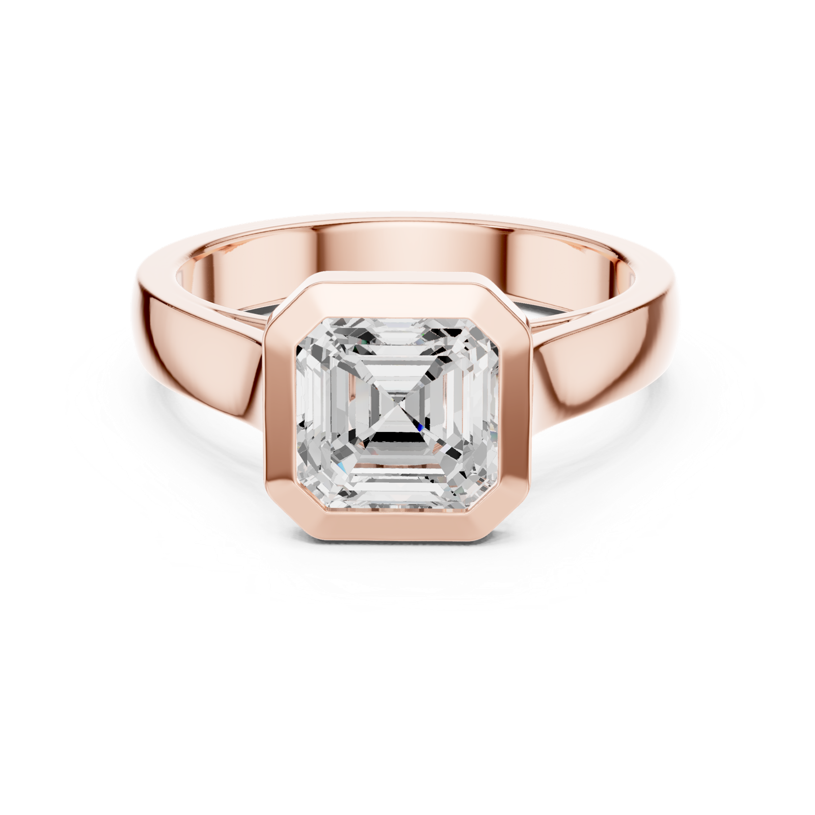 Gold Jewelry L36-3, Asscher center stone, Rose Gold, view 4