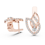 14K Solid Gold Lab Diamond Leaf Drop Earrings, Rose Gold, view 1