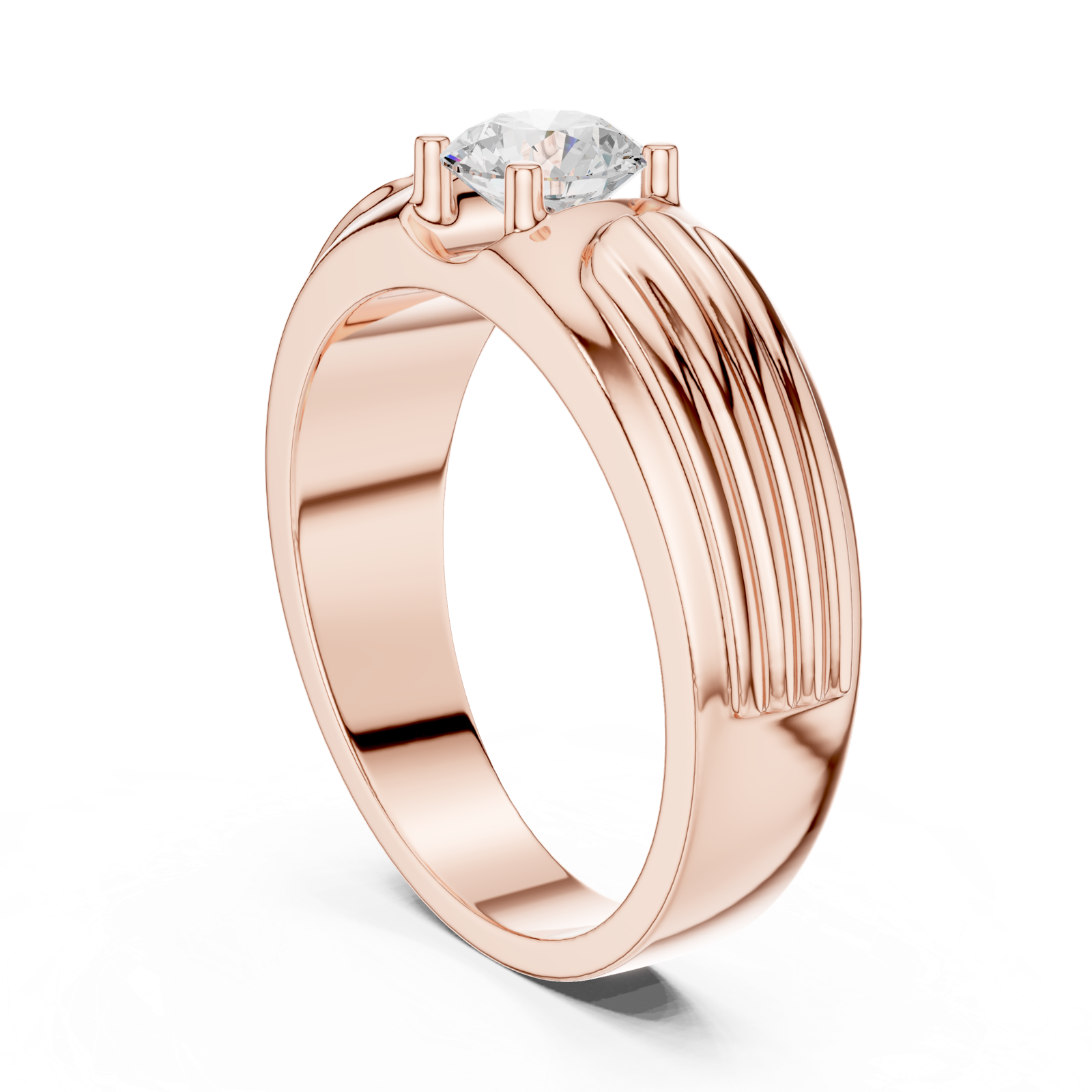 14K Solid Gold Lab Diamond Solitaire Ring, Rose Gold, view 1